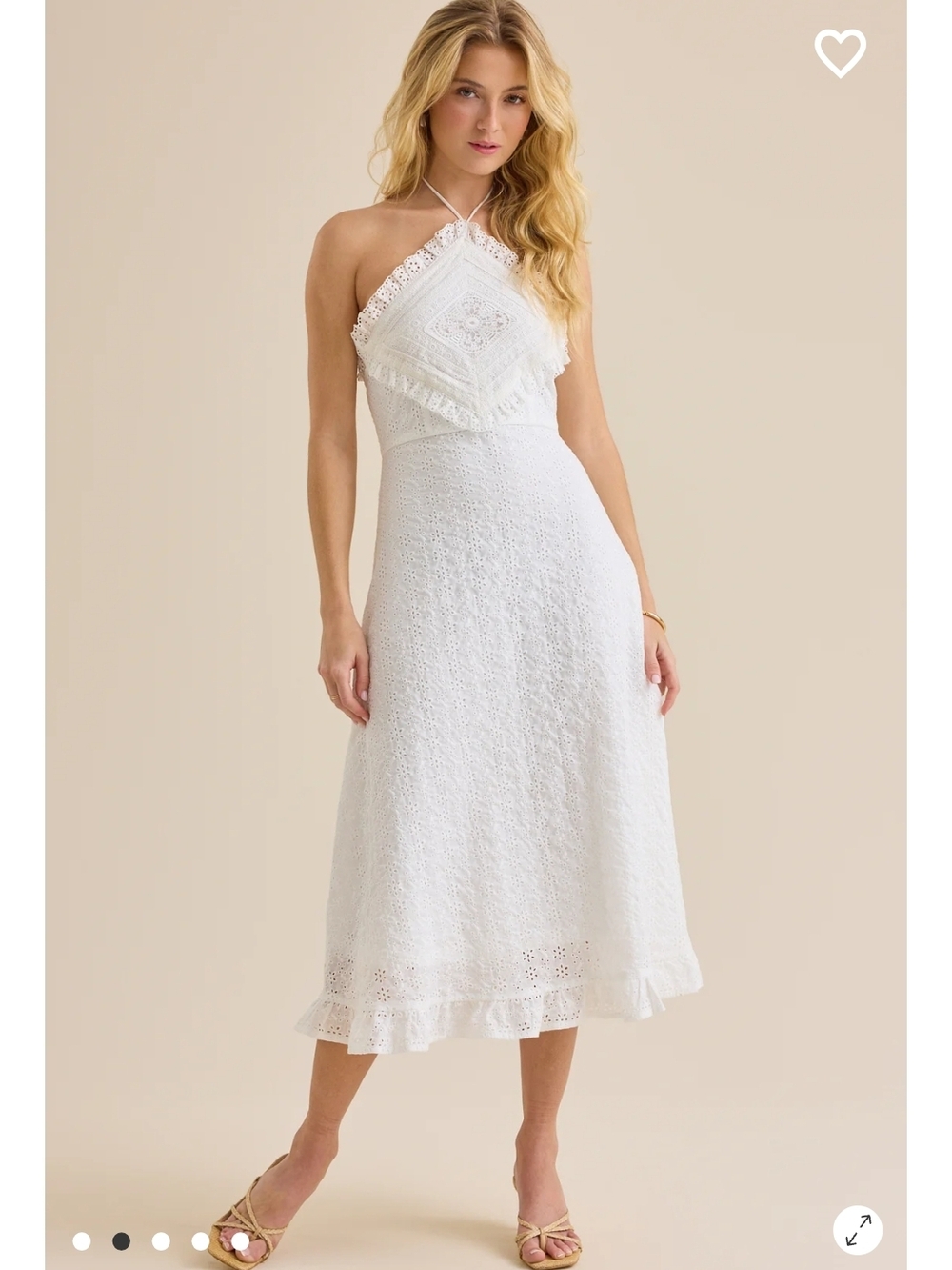 Altar'd State White Eyelet Halter Midi Dress